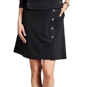 Cabi Black Ponte Utility A-Line Skirt
